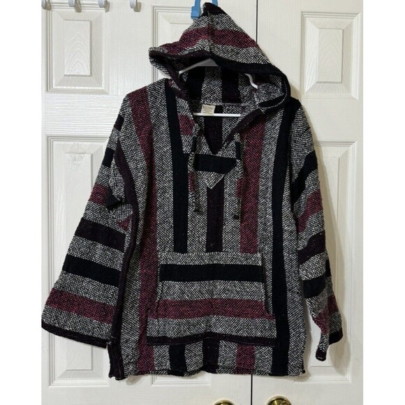 Vel Mex Mexican ART Poncho Pullover Hoodie Stripe Surf Skate Indie Pocket -M - Picture 2 of 4